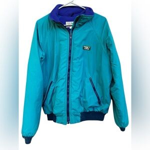 Vintage LL Bean Warm Up Jacket Teal Fleece Lined